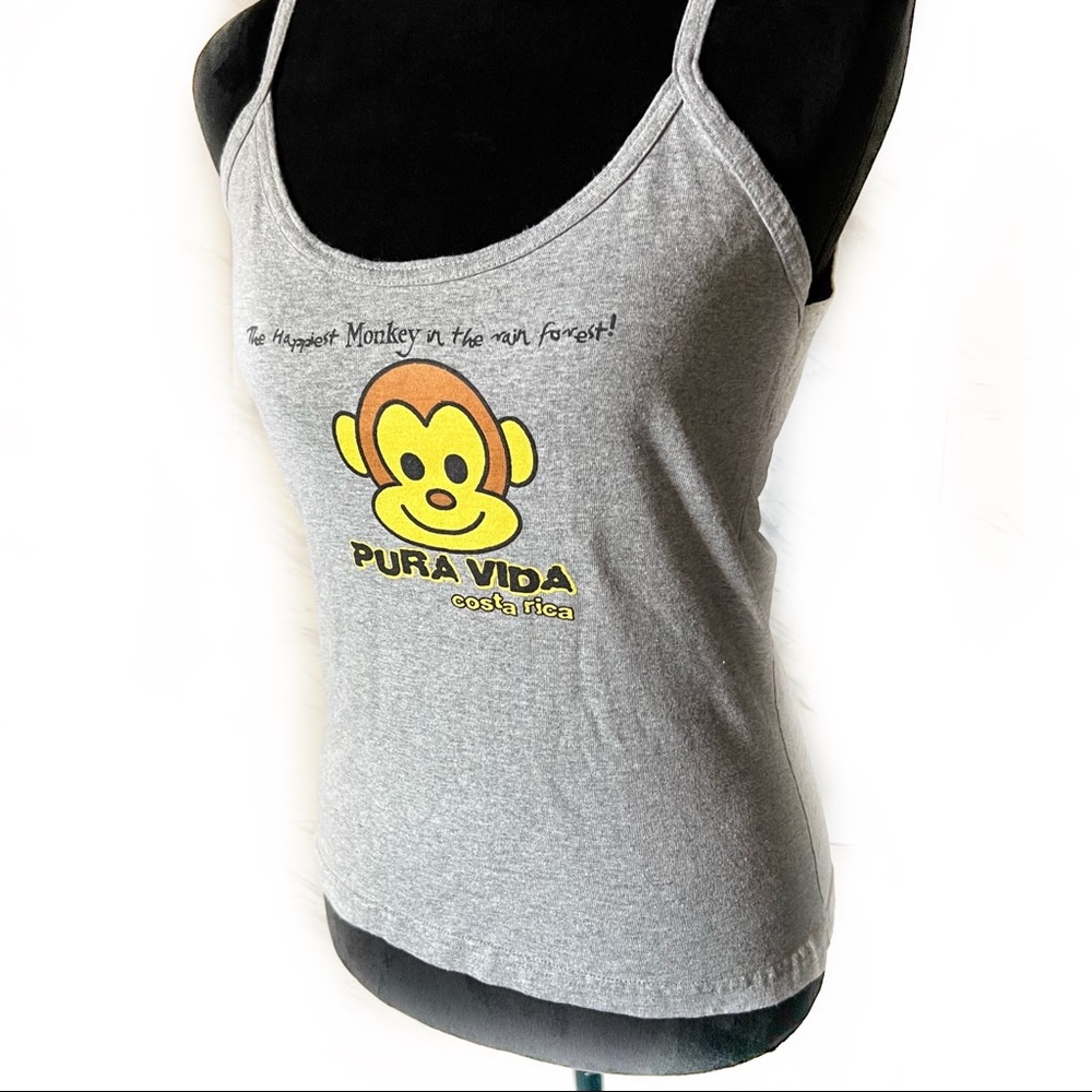 Rana Tropic "Pura Vida Costa Rica" Monkey Spaghetti Strap Tank Top Size Jr XL - Picture 3 of 16